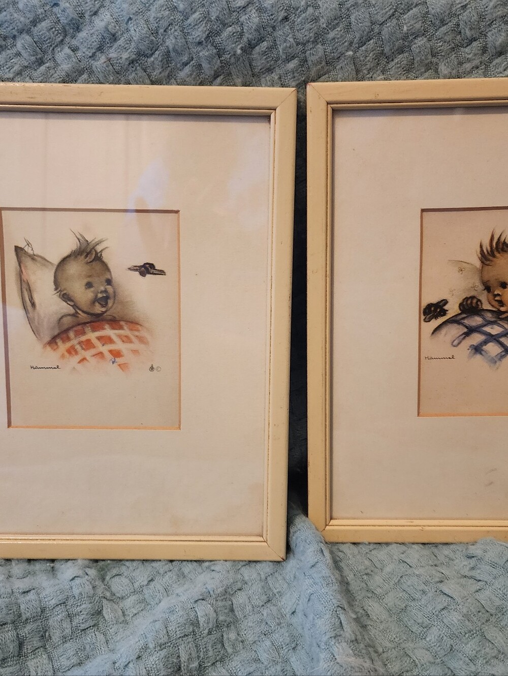Vintage M.I. Hummel Baby Prints - Set of 2 Framed Nursery Art Peterson's
